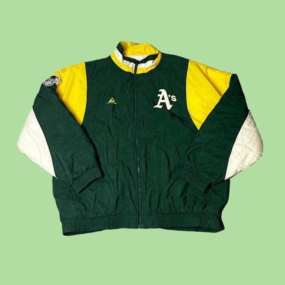 ATHLETIC VINTAGE 80/90's APEX ONE OAKLAND ATHLETICS MLB PADDED JACKET - Picture 1 of 8